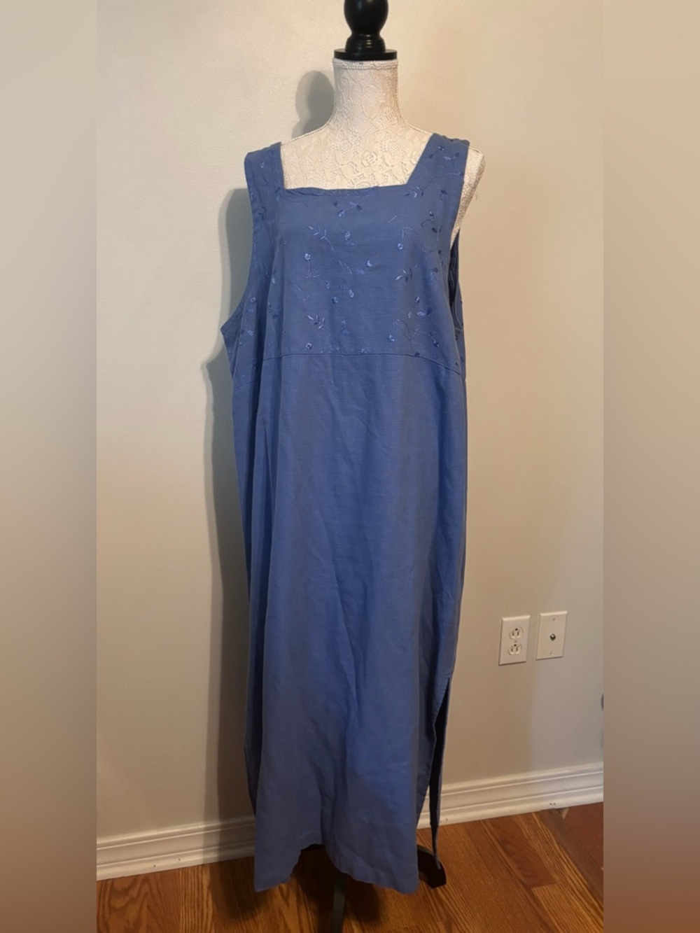 Ty Sleeveless Maxi Dress in Periwinkle Blue with Embroidery